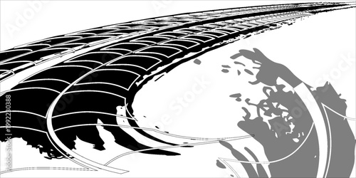 Auto tire tread grunge element. Car and motorcycle tire pattern, wheel tyre tread track.