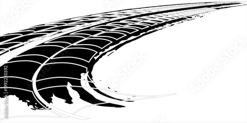 Auto tire tread grunge element. Car and motorcycle tire pattern, wheel tyre tread track.