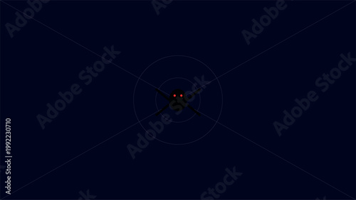 Abstract dark design with central glowing red dots and circles Vector