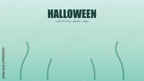 Spooky halloween mist with light mint fog and ghostly webs Vector