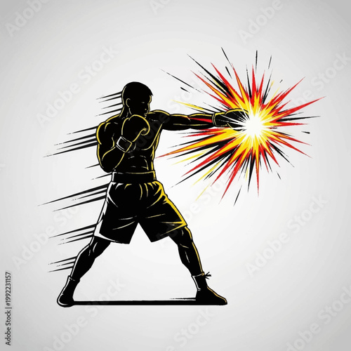 Boxer Punching with Explosive Energy and Speed Lines.