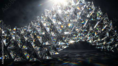 Abstract 3D Crystal Triangle Structure Rainbow Prism