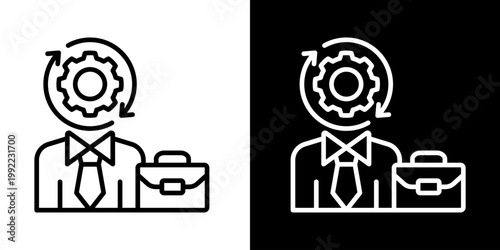Employee Icon Of Line Black And White Style Vector Illustrationn