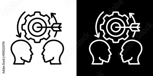 Goal Setting Icon Of Line Black And White Style Vector Illustrationn