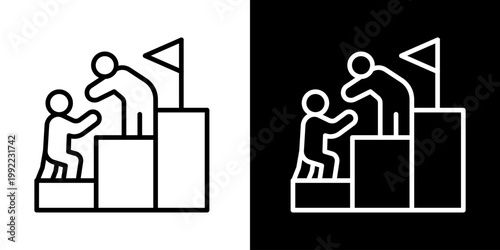 Motivational Support Icon Of Line Black And White Style Vector Illustrationn