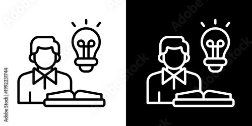 Knowledge Base Icon Of Line Black And White Style Vector Illustrationn