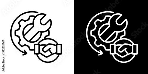 Collaborative Tools Icon Of Line Black And White Style Vector Illustrationn
