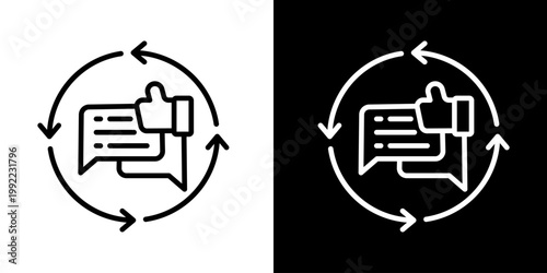 Feedback Loop Icon Of Line Black And White Style Vector Illustrationn