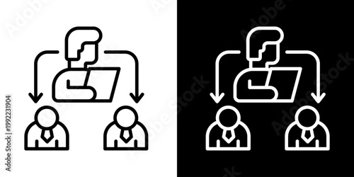 Role Delegation Icon Of Line Black And White Style Vector Illustrationn