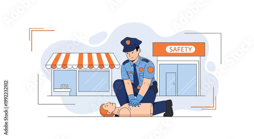 Police Officer Performs CPR on Unconscious Man Outside Store