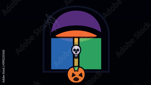 Spooky mushroom with skull and radioactive symbol illustration Vector