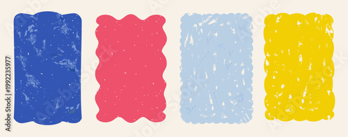 Frames set asymmetry and curves lines shell-work border colorful grunge old paper Hand Drawn charcoal and marker scribble playful shapes texture and sinuous lines organic wavy border lines vector sign