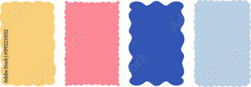 Frames colorful set asymmetry curves line shell-work border shapes sinuous lines organic wavy simple scribble markers lines playful romantic whimsical decoration aristocratic design vector art print