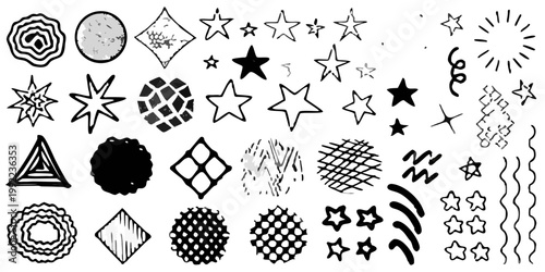 Abstract shapes and textures float in a dark minimalist composition