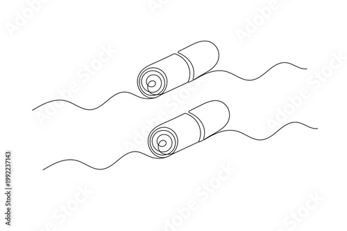 Yoga mat in a continuous one-line art style for fitness and wellness design
