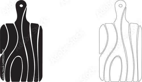 Wooden kitchen cutting board. Vector icon.