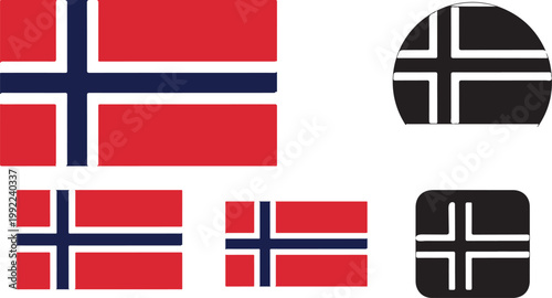 Norway flag set with vector isolated on white background