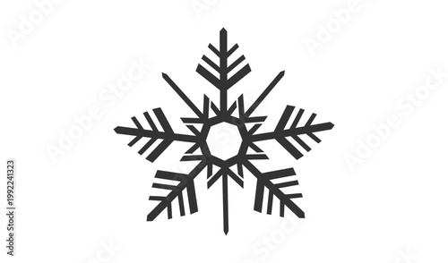 Delicate Snowflake Illustration with Intricate Branches, Symmetrical Design, Perfect for Winter Holiday Season, Isolated on White Background.