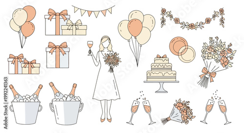 Elegant Wedding and Celebration Elements Collection.