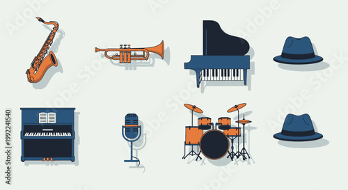 Music instruments for jazz performance.