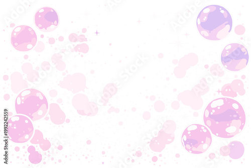 Magical pink and lilac gradient background with transparent bubbles, sparkling stars, and soft bokeh glow. Dreamy ethereal vector illustration for romantic, whimsical, and fantasy designs.