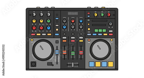 DJ mixer controller with buttons.
