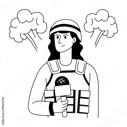 A hand drawn illustration showing a crime reporter 
