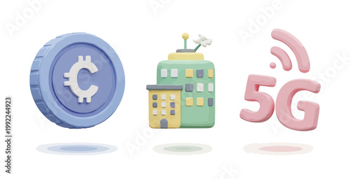 Cryptocurrency smart city and 5g technology a digital future illustration