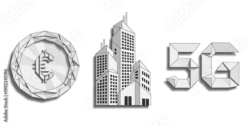 Cryptocurrency cityscape and 5g technology a modern digital convergence