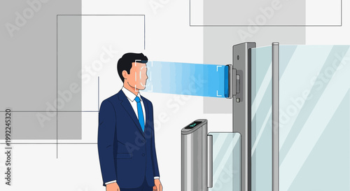 Face recognition technology grants access, enhancing security, enabling seamless identification at