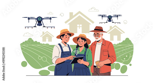 Family embracing precision agriculture with drones for innovative farming practices