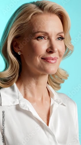 Portrait of a Confident Mature Blonde Businesswoman Smiling Gracefully.