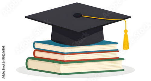 education icon, stack of books, graduation cap, academic symbol, learning concept, school books, knowledge icon, university symbol, college education, study materials, student icon, library books, edu