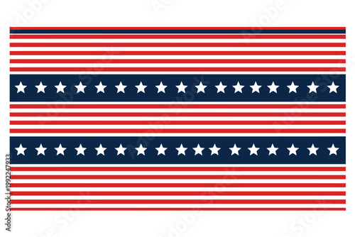 American flag pattern with red and white stripes and blue starry bands