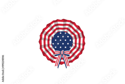 American flag rosette with stars and ribbons