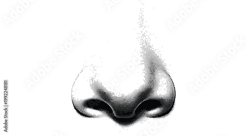 Human nose illustration with halftone dot texture