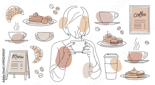 Woman enjoying a warm beverage in a cozy cafe setting.