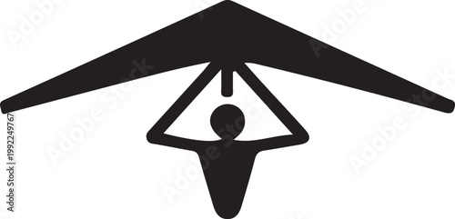 Paragliding and hang-gliding black icon, flat vector illustration