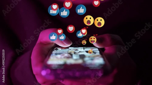 Woman uses a smartphone to browse social media, representing digital communication, online interaction, content sharing, and modern lifestyle connectivity.