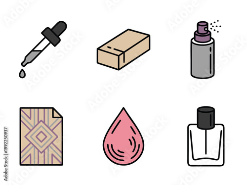 Collection of Cosmetic and Skincare Product Icons.