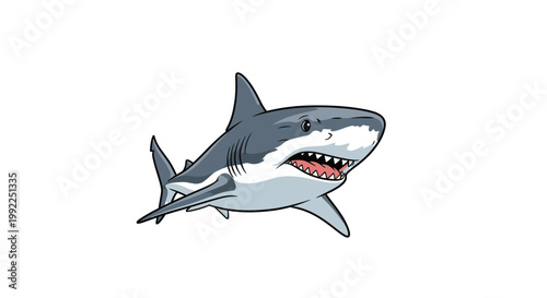 Gray shark with open mouth swimming.