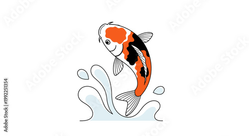 Colorful Koi Fish Swimming Upwards.
