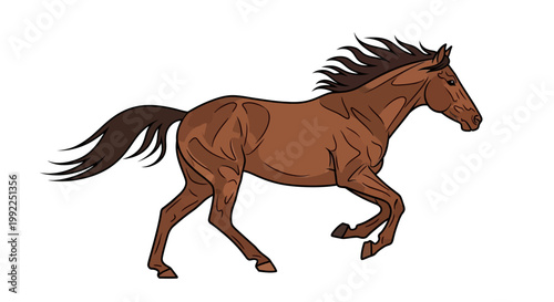 Brown Horse Running Fast Galloping Animal.