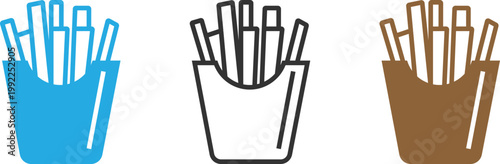 French Fries Icon Fast Food Snack Symbol Potato Chips UI Menu Vector Illustration