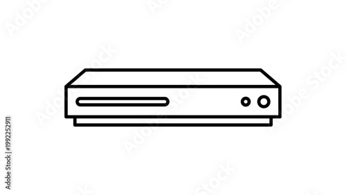 Minimalist Gaming Console and Media Player Vector Icon Illustration with Editable Stroke. Clean Black Line Art on White Background for Technology, Entertainment, and Home Cinema Design Projects.