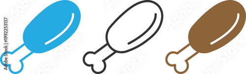 Fried Chicken Leg Icon Fast Food Drumstick Symbol Crispy Chicken UI Menu Vector Illustration