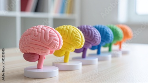 Brains representing neurodiversity on table