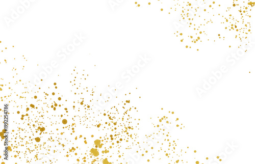 Gold paint splatter background, abstract golden ink splash particles, luxury festive glitter spray texture