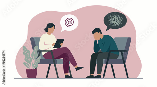 Psychotherapy session: patient seeking mental health support from therapist