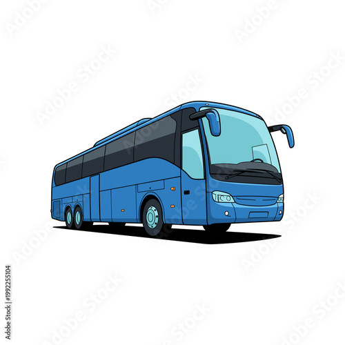 Blue Tour Bus on White Background coach passenger bus